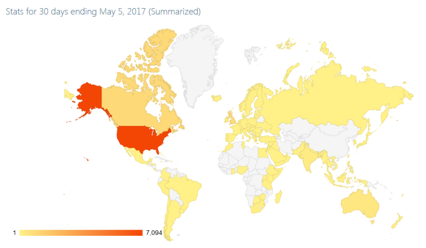 picture of world readership from the last 30 days